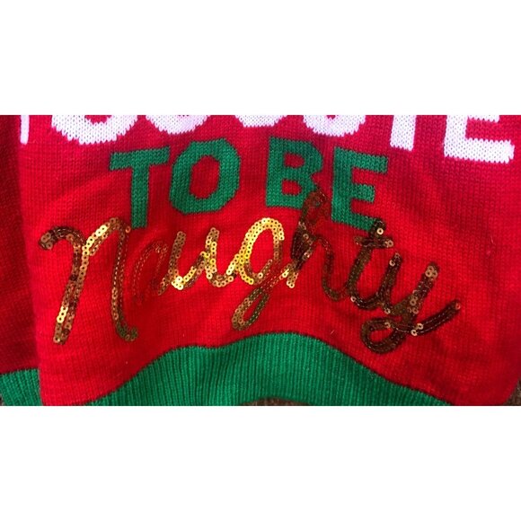 Too Cute To Be Naughty Reindeer Ugly Christmas Sweater XL Red Green White - Picture 5 of 6